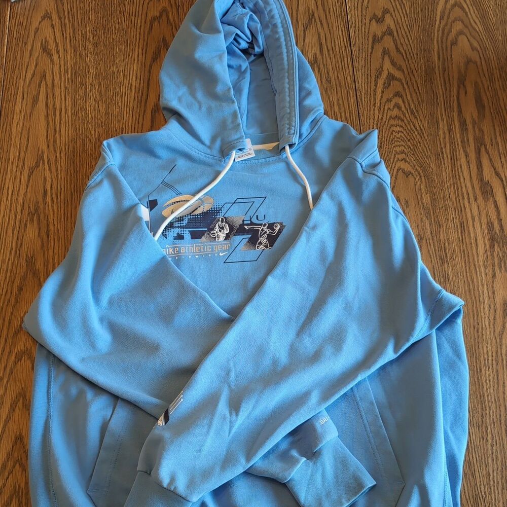 Nike Athletic Gear Worldwide Blue Hoodie Men's X-Large Basketball Zipper Dry Fit